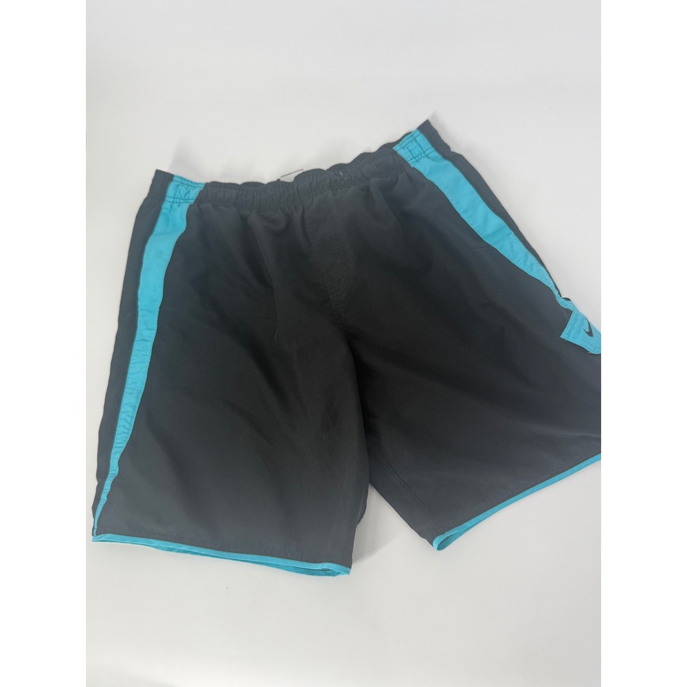 Nike Swim Trunks Mens L Black Blue Colorblock Board Shorts NESS6412 Mesh‎ Lined